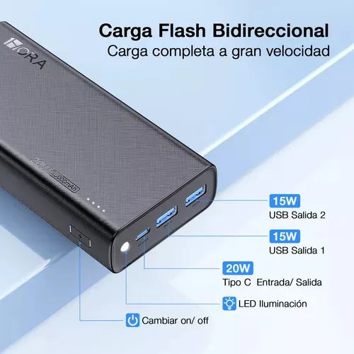 Power bank 20.000 mAh (carga rápida 22.5w)